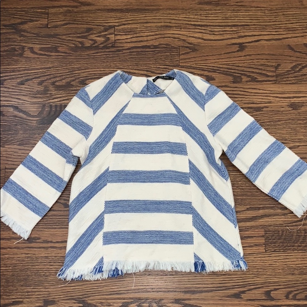 Zara Blue and White Blouse